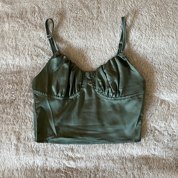 Green/Teal Going Out Shein Crop Top - Picture 1 of 6